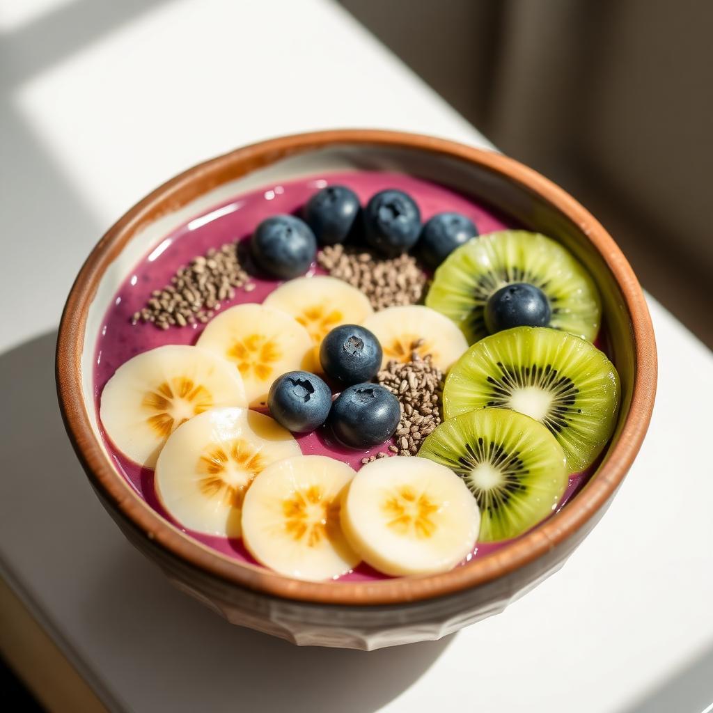 Bowl de açaí con chía y frutas